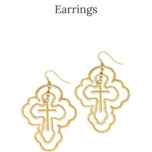 Gold cross cut out earrings